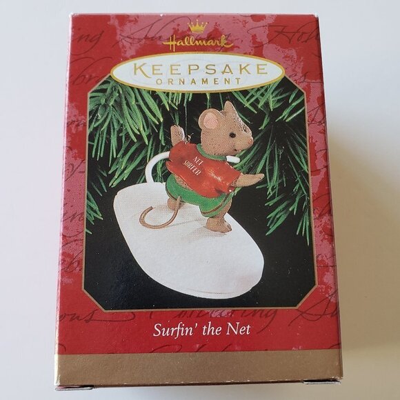 NWT - Surfin the Net 1999 Mouse Surfing on a Mouse Hallmark Keepsake Ornament - Picture 1 of 1